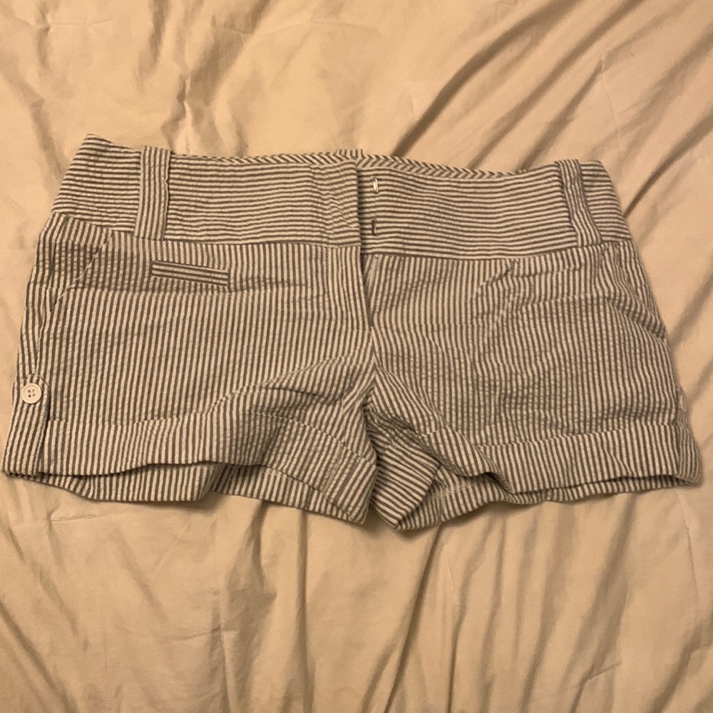 striped shorts, blue and white, size 12, lux brand